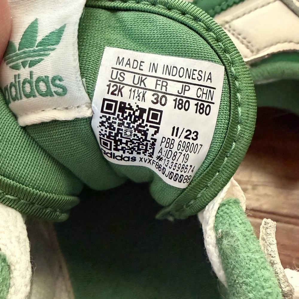 Adidas Forum CL Low Kids Sneakers in White and Green-Size 12